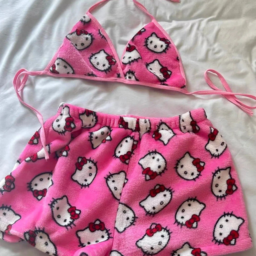 Conjunto Hello Kitty verão composto por sutiã e shorts