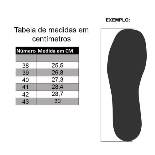 Tabela de Tamanhos Tênis