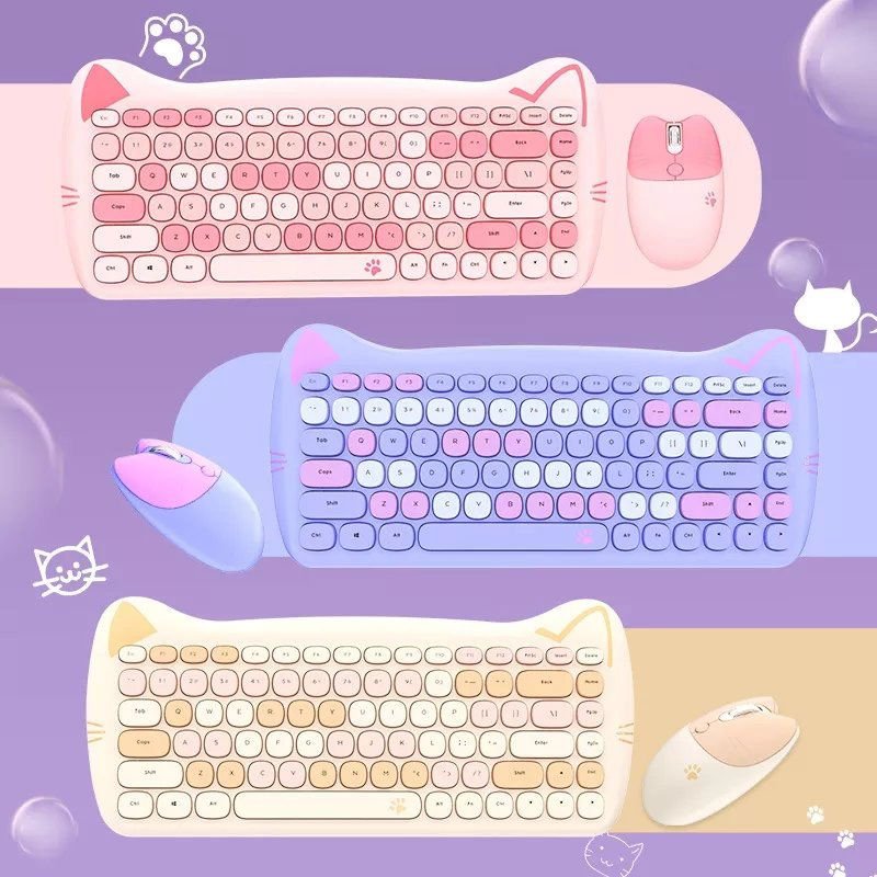 KIT TECLADO E MOUSE LITTLE CAT - Loja Bee Fancy