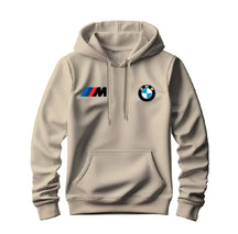 Moletom masculino com capuz, bolso canguru e logos estampados da BMW e M Motorsport