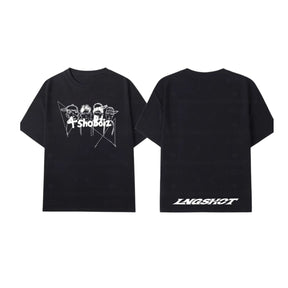 Camiseta de mangas curtas com desenho gráfico frontal em linhas e logo estampado na lateral inferior traseira
