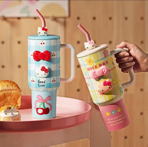 Garrafa térmica Hello Kitty Sanrio em aço inoxidável
