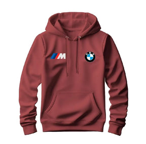 Moletom masculino com capuz, bolso canguru e logos estampados da BMW e M Motorsport