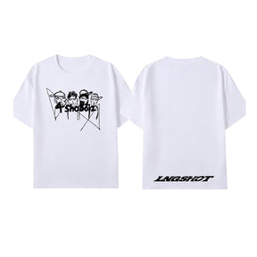 Camiseta de mangas curtas com desenho gráfico frontal em linhas e logo estampado na lateral inferior traseira