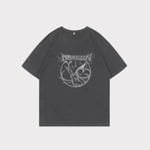 Camiseta de algodão preta com estampa futurista do álbum Armageddon do aespa