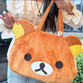 Bolsa transversal de pelúcia em formato do ursinho Rilakkuma - Loja Bee Fancy