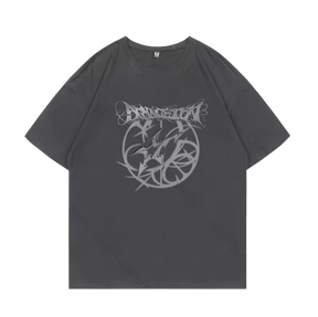 Camiseta de algodão preta com estampa futurista do álbum Armageddon do aespa