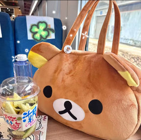 Bolsa transversal de pelúcia em formato do ursinho Rilakkuma - Loja Bee Fancy