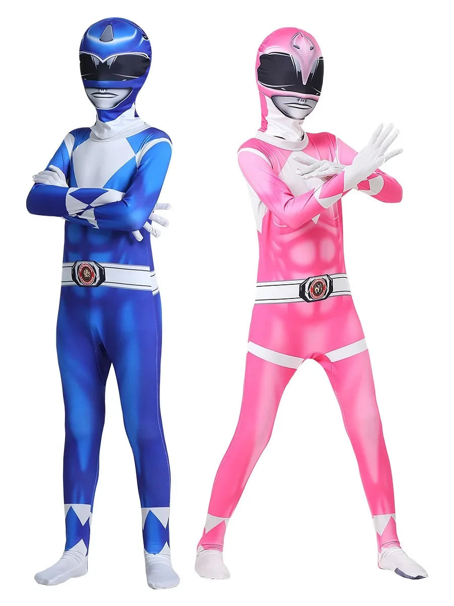 Fantasia Macacão Power Ranger Azul e Rosa
