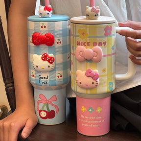 Garrafa térmica Hello Kitty Sanrio em aço inoxidável